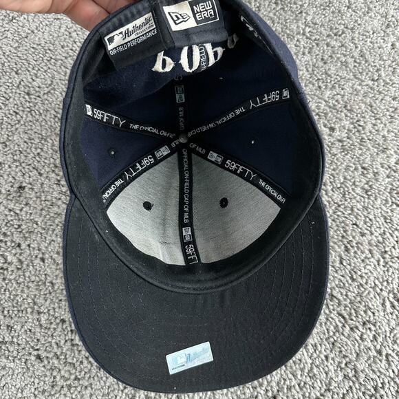 VTG New York Yankees New Era Hat Mens 7 1/2 Blue Fitted Baseball Cap 00s USA - Picture 8 of 11